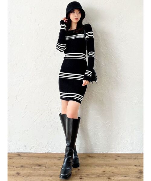 RESEXXY（リゼクシー）の「リブニット長袖ワンピース（ワンピース・レディース・ブラック/その他1/アイボリー/オレンジ・SMALL/MEDIUM）」の17枚目の写真