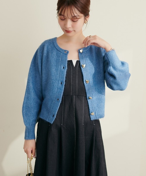 natural couture（ナチュラルクチュール）の「ハート釦クルーネックカーディガン（カーディガン/ボレロ・レディース・アイボリー/グレー/ピンク/ブラック/ブルー/ベージュ・FREE）」の21枚目の写真