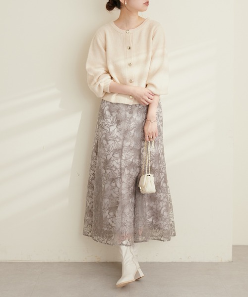 natural couture（ナチュラルクチュール）の「ハート釦クルーネックカーディガン（カーディガン/ボレロ・レディース・アイボリー/グレー/ピンク/ブラック/ブルー/ベージュ・FREE）」の10枚目の写真