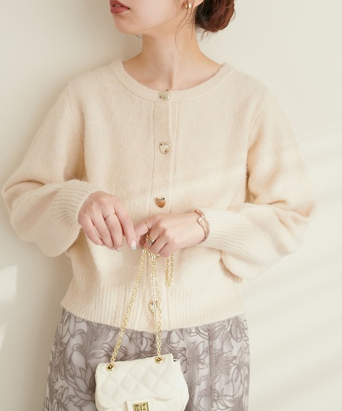 ナチュラルクチュール ハート釦ほっこり素材コート ハート釦ほっこり素材コートジャケット | natural couture