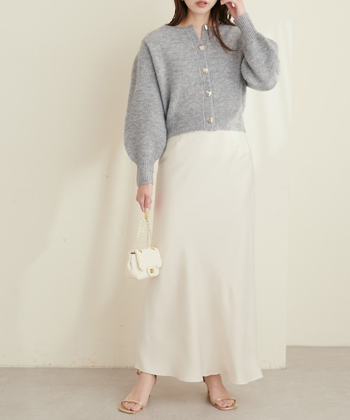 natural couture（ナチュラルクチュール）の「ハート釦クルーネックカーディガン（カーディガン/ボレロ・レディース・アイボリー/グレー/ピンク/ブラック/ブルー/ベージュ・FREE）」の18枚目の写真