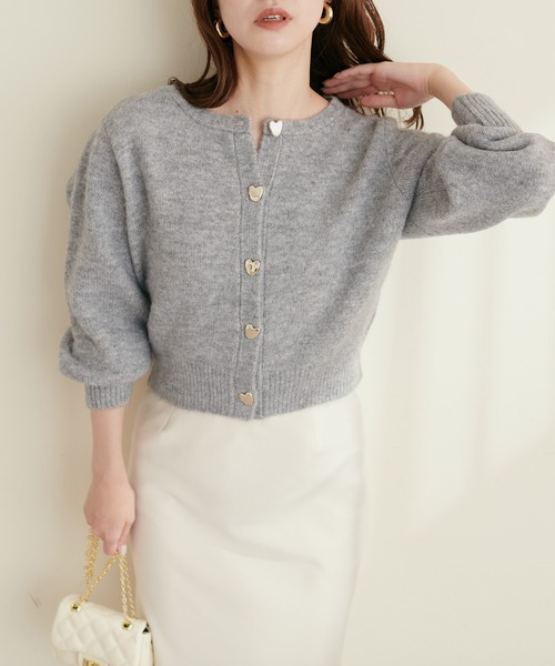 natural couture（ナチュラルクチュール）の「ハート釦クルーネックカーディガン（カーディガン/ボレロ・レディース・アイボリー/グレー/ピンク/ブラック/ブルー/ベージュ・FREE）」の17枚目の写真