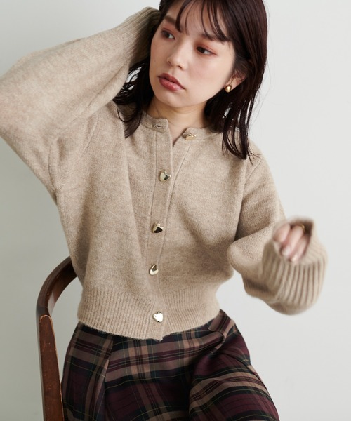 ナチュラルクチュール ハート釦ほっこり素材ジャケット ハート釦ほっこり素材コートジャケット | natural couture