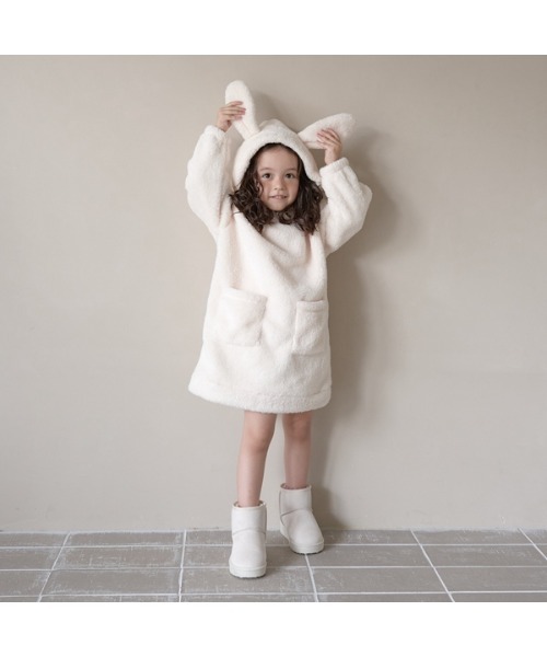 Lycee mine(リセマイン)の「【ハロウィン】ねことうさぎボアワンピース(ワンピース・キッズ・アイボリー/ピンク/チャコール/ラベンダー・100cm/130cm/110cm/120cm/140cm)」の15枚目の写真