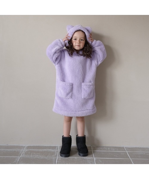 Lycee mine(リセマイン)の「【ハロウィン】ねことうさぎボアワンピース(ワンピース・キッズ・アイボリー/ピンク/チャコール/ラベンダー・100cm/130cm/110cm/120cm/140cm)」の18枚目の写真