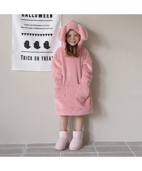Lycee mine(リセマイン)の「【ハロウィン】ねことうさぎボアワンピース(ワンピース・キッズ・アイボリー/ピンク/チャコール/ラベンダー・100cm/130cm/110cm/120cm/140cm)」の21枚目の写真