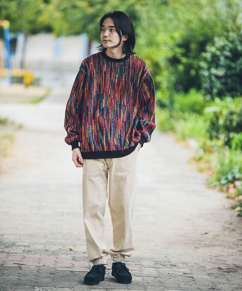 URBAN RESEARCH Sonny Label（アーバンリサーチサニーレーベル）の「ミックスカラーストライププルオーバー（ニット/セーター・メンズ・オレンジ系その他/ブラック系その他/ブラウン系その他/ブルー系その他/パープル系その他・ONESIZE）」の9枚目の写真