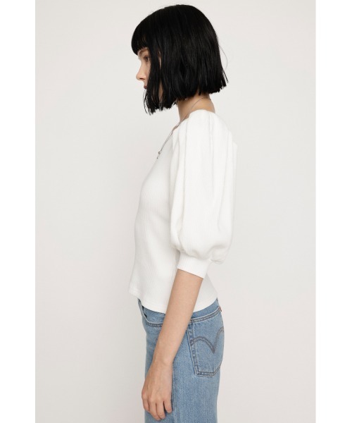 SLY(スライ)の「TUCK SLEEVE CUT TOPS タック スリーブ カット トップス(Tシャツ/カットソー・レディース・ブラック/オフホワイト/グリーン・FREE)」の7枚目の写真