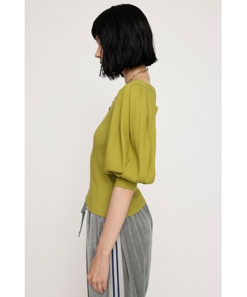 SLY(スライ)の「TUCK SLEEVE CUT TOPS タック スリーブ カット トップス(Tシャツ/カットソー・レディース・ブラック/オフホワイト/グリーン・FREE)」の19枚目の写真