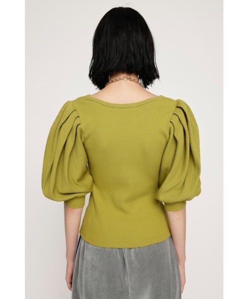 SLY(スライ)の「TUCK SLEEVE CUT TOPS タック スリーブ カット トップス(Tシャツ/カットソー・レディース・ブラック/オフホワイト/グリーン・FREE)」の20枚目の写真