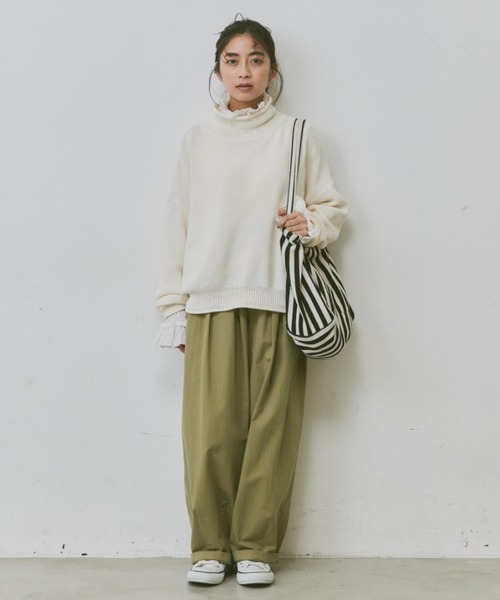 Libra Cue(リブラ キュー)の「ルーズフィットニット(ニット/セーター・レディース・アイボリー/ブラック/レッド・FREE)」の14枚目の写真