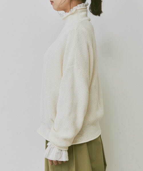 Libra Cue(リブラ キュー)の「ルーズフィットニット(ニット/セーター・レディース・アイボリー/ブラック/レッド・FREE)」の10枚目の写真