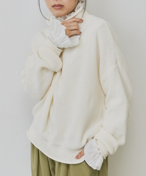 Libra Cue(リブラ キュー)の「ルーズフィットニット(ニット/セーター・レディース・アイボリー/ブラック/レッド・FREE)」の13枚目の写真