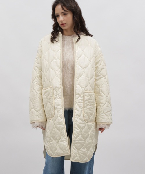 LAKOLE（ラコレ）の「ミリタリーキルトジップジャケット / 971479（ナイロンジャケット・レディース・ブラック/アイボリー/オリーブ・MEDIUM/SMALL）」の14枚目の写真