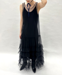 EDIT. FOR LULU | チュール ラッフルロングドレス(ワンピース)