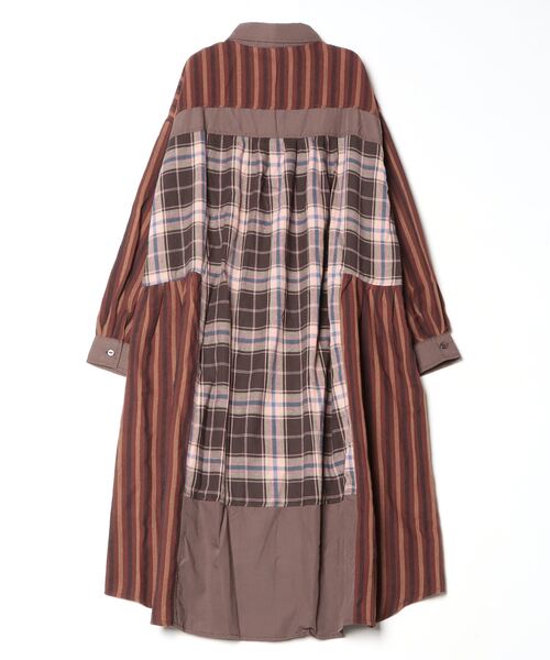 sandy（サンディー）の「【sandy】レギュラーカラーパッチワークシャツワンピース（ワンピース・レディース・ブラウン/ネイビー/ブラック・FREE）」の4枚目の写真