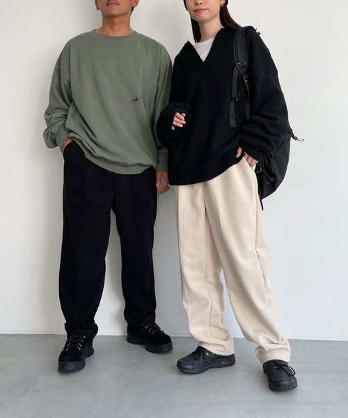 CANAL JEAN（キャナルジーン）の「choice_cnl　裏フリースコーデュロイイージーパンツ（その他パンツ・レディース・ブラック/アイボリー・MEDIUM/LARGE）」の3枚目の写真