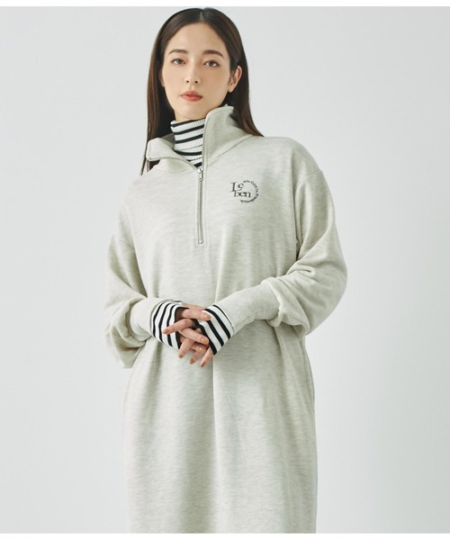 ANAP（アナップ）の「ハーフジップ裏毛スウェットロングワンピース（ワンピース・レディース・ブラック/キナリ/ネイビー・FREE）」の5枚目の写真