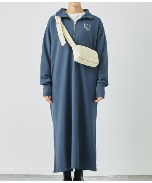 ANAP（アナップ）の「ハーフジップ裏毛スウェットロングワンピース（ワンピース・レディース・ブラック/キナリ/ネイビー・FREE）」の21枚目の写真