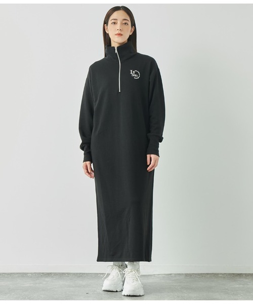 ANAP（アナップ）の「ハーフジップ裏毛スウェットロングワンピース（ワンピース・レディース・ブラック/キナリ/ネイビー・FREE）」の10枚目の写真