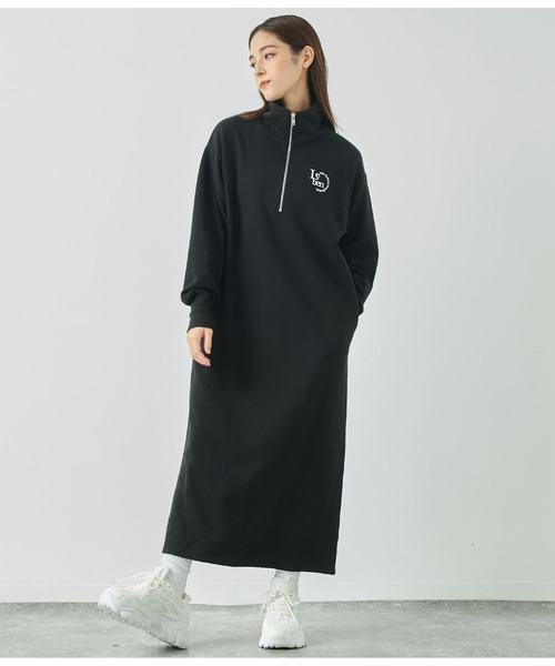 ANAP（アナップ）の「ハーフジップ裏毛スウェットロングワンピース（ワンピース・レディース・ブラック/キナリ/ネイビー・FREE）」の11枚目の写真