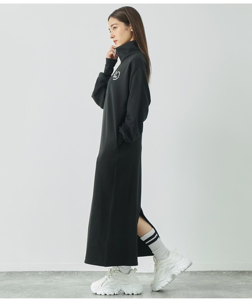 ANAP（アナップ）の「ハーフジップ裏毛スウェットロングワンピース（ワンピース・レディース・ブラック/キナリ/ネイビー・FREE）」の12枚目の写真