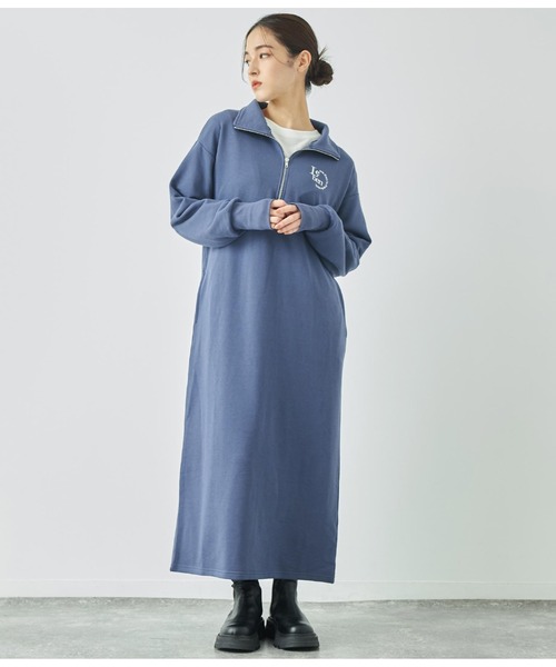 ANAP（アナップ）の「ハーフジップ裏毛スウェットロングワンピース（ワンピース・レディース・ブラック/キナリ/ネイビー・FREE）」の14枚目の写真