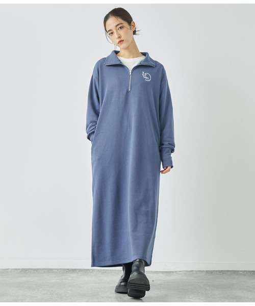 ANAP（アナップ）の「ハーフジップ裏毛スウェットロングワンピース（ワンピース・レディース・ブラック/キナリ/ネイビー・FREE）」の15枚目の写真
