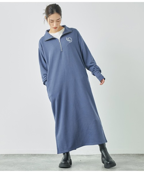 ANAP（アナップ）の「ハーフジップ裏毛スウェットロングワンピース（ワンピース・レディース・ブラック/キナリ/ネイビー・FREE）」の16枚目の写真