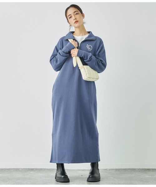 ANAP（アナップ）の「ハーフジップ裏毛スウェットロングワンピース（ワンピース・レディース・ブラック/キナリ/ネイビー・FREE）」の17枚目の写真
