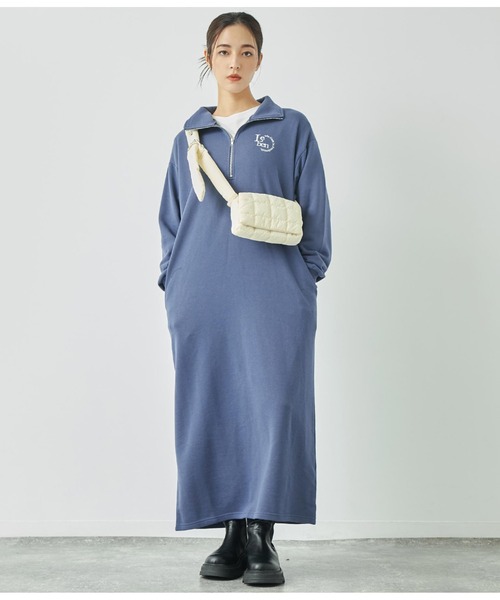 ANAP（アナップ）の「ハーフジップ裏毛スウェットロングワンピース（ワンピース・レディース・ブラック/キナリ/ネイビー・FREE）」の18枚目の写真