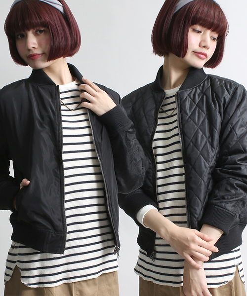 WEGO（ウィゴー）の「WEGO/リバーシブルMA-1（ミリタリージャケット・レディース・ブラック/カーキ・FREE）」の9枚目の写真