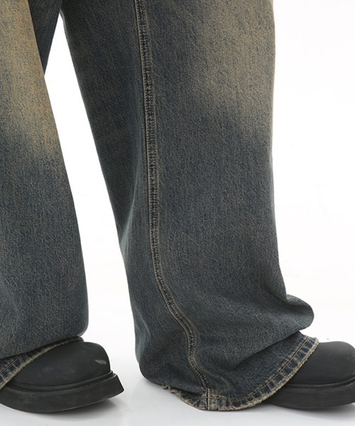 Ressaca（レサーカ）の「Dカン付きワイドストレートデニムパンツ カモフラージュ柄 ヴィンテージライク（デニムパンツ・メンズ・ブラック/グレー/インディゴブルー/ブルー/カモフラージュ/グレー系カモフラージュ・M/L/S/XL）」の15枚目の写真