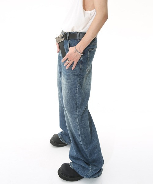 Ressaca（レサーカ）の「Dカン付きワイドストレートデニムパンツ カモフラージュ柄 ヴィンテージライク（デニムパンツ・メンズ・ブラック/グレー/インディゴブルー/ブルー/カモフラージュ/グレー系カモフラージュ・M/L/S/XL）」の22枚目の写真