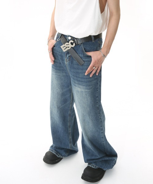 Ressaca（レサーカ）の「Dカン付きワイドストレートデニムパンツ カモフラージュ柄 ヴィンテージライク（デニムパンツ・メンズ・ブラック/グレー/インディゴブルー/ブルー/カモフラージュ/グレー系カモフラージュ・M/L/S/XL）」の19枚目の写真