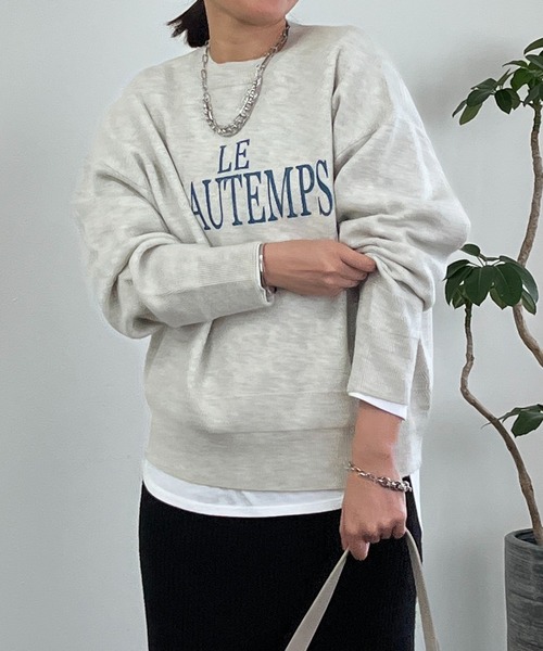 un dix cors（アンディコール）の「ロゴスウェットライクニット（スウェット・レディース・グレー/ネイビー/アイボリー・FREE）」の2枚目の写真