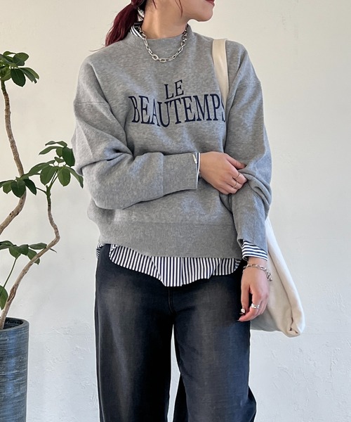 un dix cors（アンディコール）の「ロゴスウェットライクニット（スウェット・レディース・グレー/ネイビー/アイボリー・FREE）」の19枚目の写真