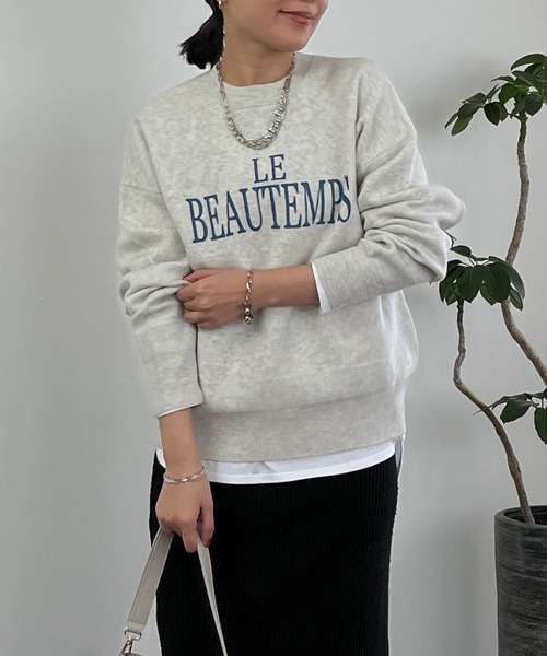 un dix cors（アンディコール）の「ロゴスウェットライクニット（スウェット・レディース・グレー/ネイビー/アイボリー・FREE）」の5枚目の写真