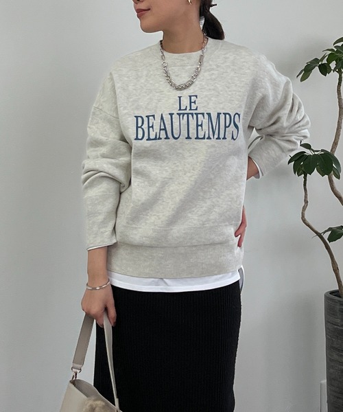 un dix cors（アンディコール）の「ロゴスウェットライクニット（スウェット・レディース・グレー/ネイビー/アイボリー・FREE）」の4枚目の写真