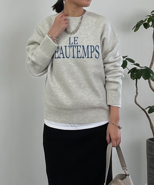 un dix cors（アンディコール）の「ロゴスウェットライクニット（スウェット・レディース・グレー/ネイビー/アイボリー・FREE）」の9枚目の写真