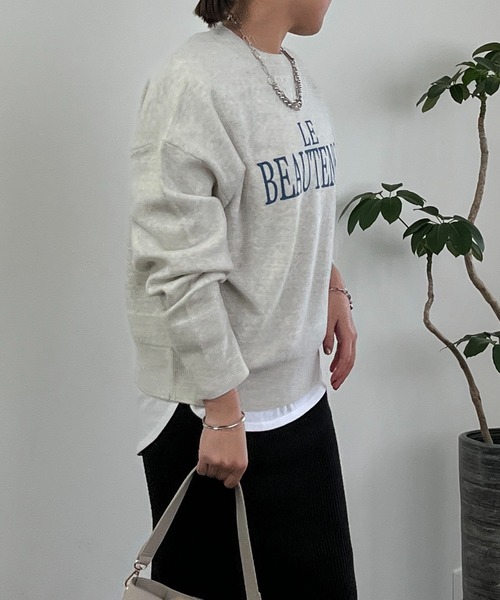 un dix cors（アンディコール）の「ロゴスウェットライクニット（スウェット・レディース・グレー/ネイビー/アイボリー・FREE）」の8枚目の写真