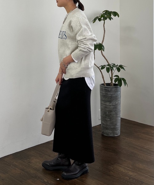 un dix cors（アンディコール）の「ロゴスウェットライクニット（スウェット・レディース・グレー/ネイビー/アイボリー・FREE）」の11枚目の写真