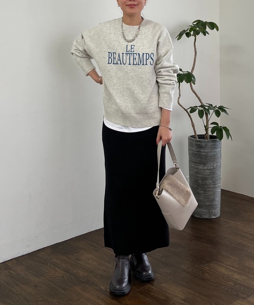 un dix cors（アンディコール）の「ロゴスウェットライクニット（スウェット・レディース・グレー/ネイビー/アイボリー・FREE）」の13枚目の写真