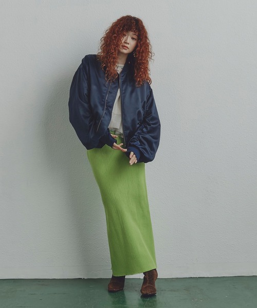 ROSE BUD（ローズバッド）の「ギャザースリーブMA-1ブルゾン（MA-1・レディース・カーキ/ネイビー・FREE）」の9枚目の写真