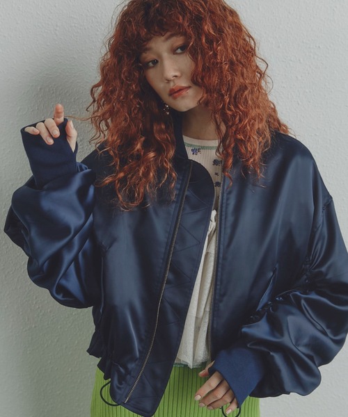 ROSE BUD（ローズバッド）の「ギャザースリーブMA-1ブルゾン（MA-1・レディース・カーキ/ネイビー・FREE）」の11枚目の写真