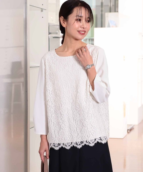 【L～5L 大きいサイズ】スカラ レース ブラウス（シャツ/ブラウス）｜fleur by mint breeze（フルールバイミントブリーズ）