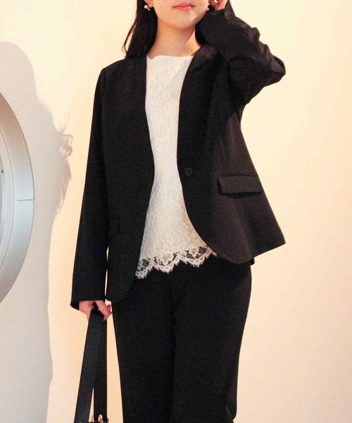 fleur by mint breeze(フルールバイミントブリーズ)の「【L~5L 大きいサイズ】スカラ レース ブラウス(シャツ/ブラウス・レディース・ネイビー/オフホワイト・3L/5L/4L/LL/L)」の8枚目の写真