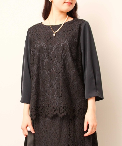 fleur by mint breeze(フルールバイミントブリーズ)の「【L~5L 大きいサイズ】スカラ レース ブラウス(シャツ/ブラウス・レディース・ネイビー/オフホワイト・3L/5L/4L/LL/L)」の10枚目の写真