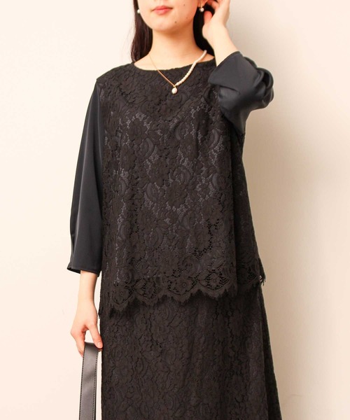 fleur by mint breeze(フルールバイミントブリーズ)の「【L~5L 大きいサイズ】スカラ レース ブラウス(シャツ/ブラウス・レディース・ネイビー/オフホワイト・3L/5L/4L/LL/L)」の11枚目の写真