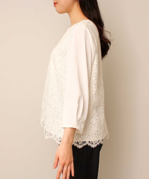 fleur by mint breeze(フルールバイミントブリーズ)の「【L~5L 大きいサイズ】スカラ レース ブラウス(シャツ/ブラウス・レディース・ネイビー/オフホワイト・3L/5L/4L/LL/L)」の6枚目の写真
